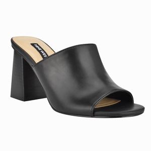 Nine West Yuna Heeled Slides - Black - Ireland (TA5860319)